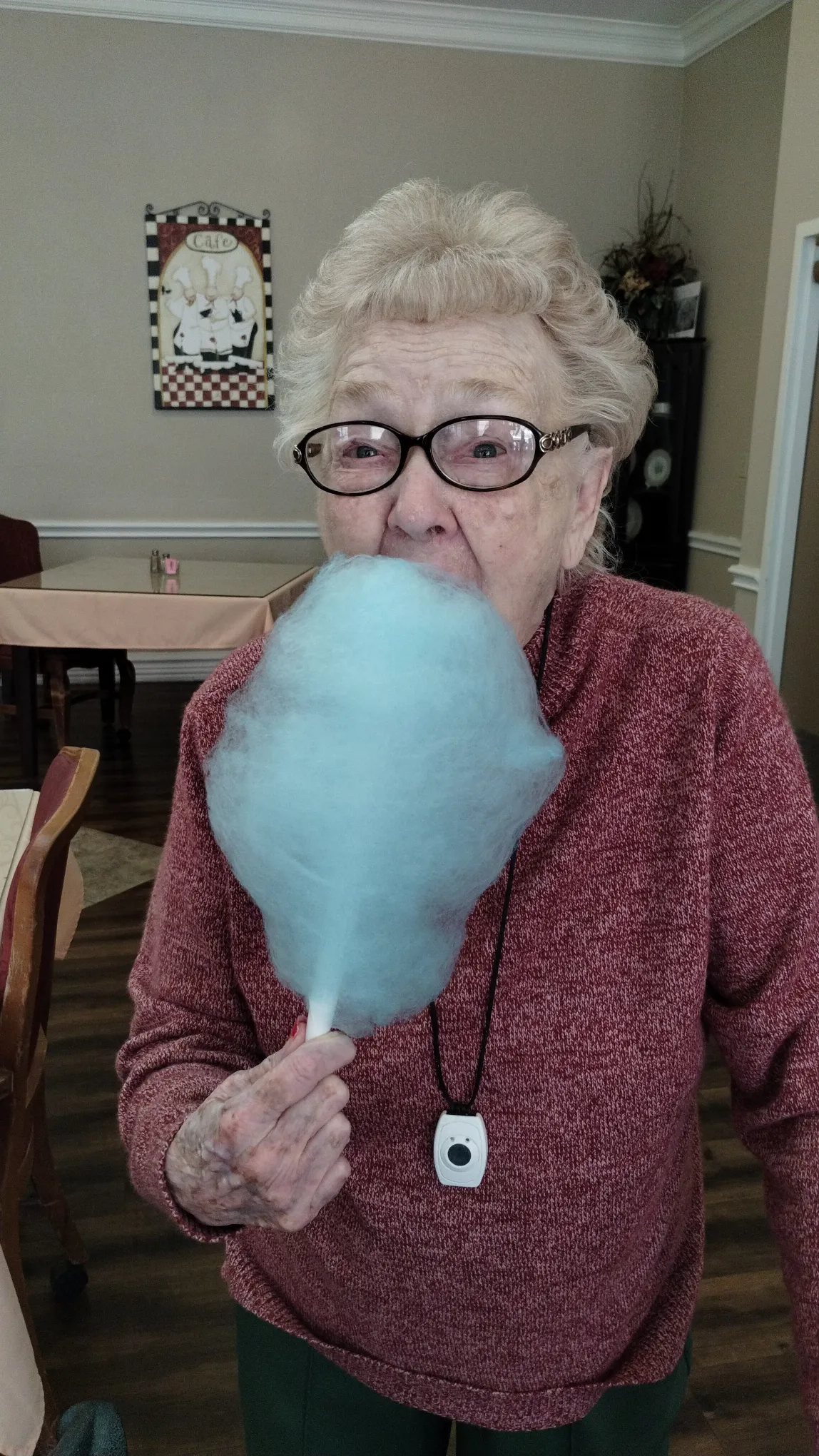 Resident enjoying cotton candy