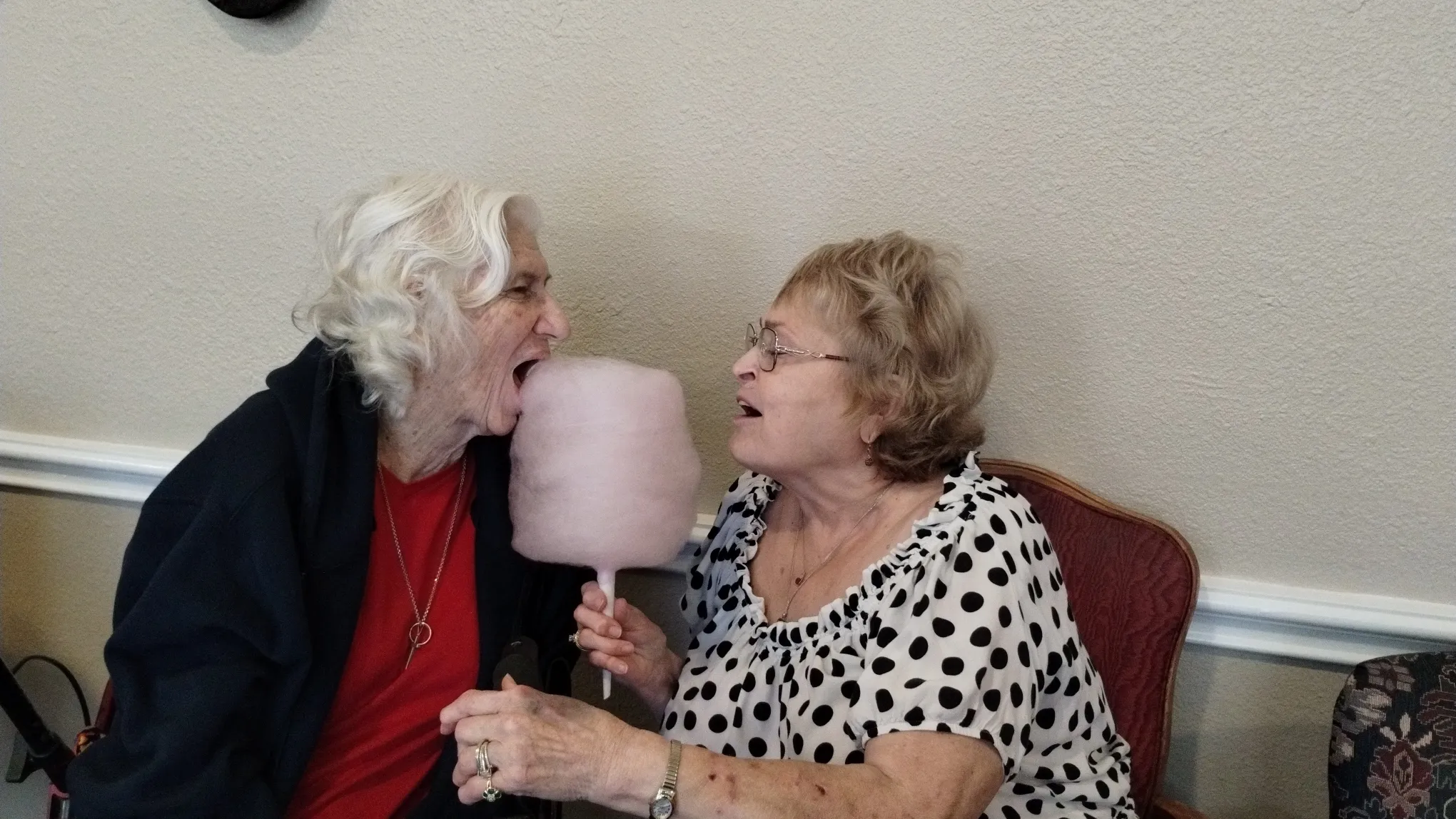 Resident with cotton candy